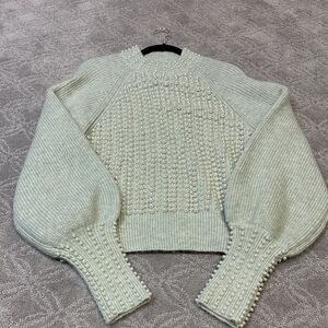H&M Pearl-Embellished Sweater - Mint Green